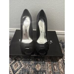 White House Black Market SZ 6.5 Satin Peep Toe Pumps Heels Platform Shoes